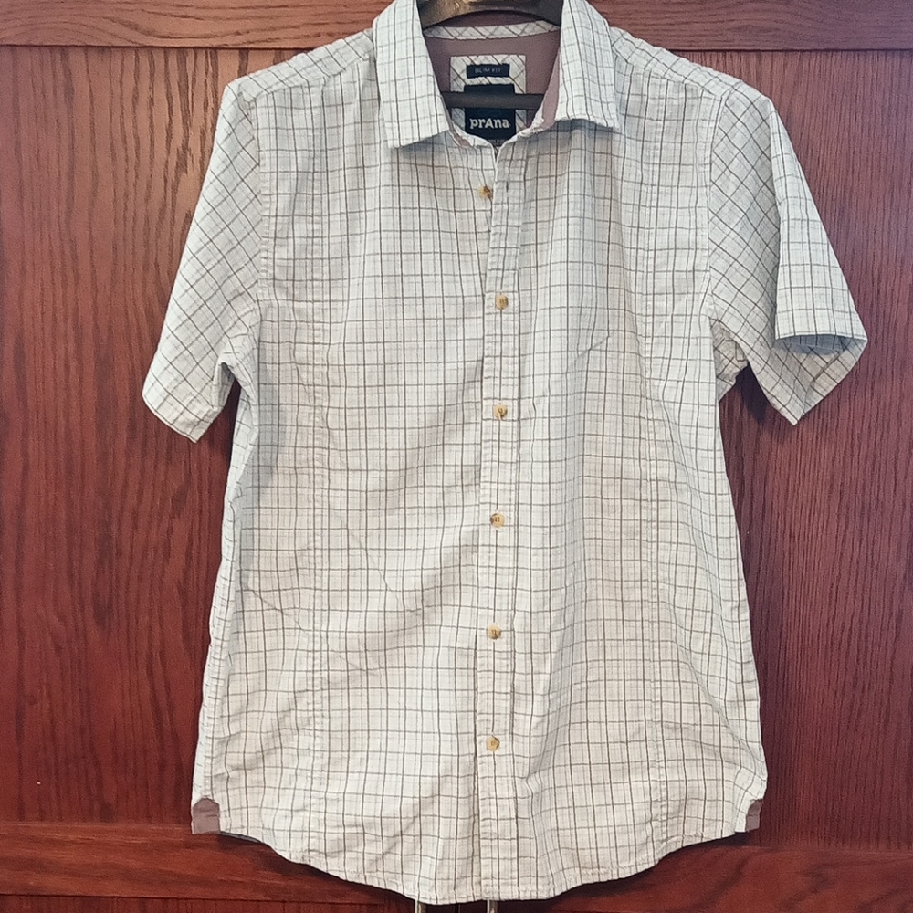 Men's Medium Prana Slim Fit Button-Down Shirt